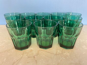 Set Of Vintage Libbey Duratuff Emerald Green Glass Tumblers
