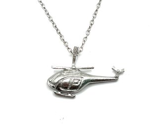Sterling Silver Helicopter Pendant Necklace