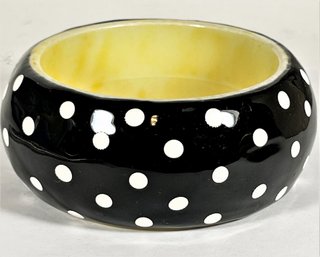 Designer Plastic Black White Polka Dot Wide Bangle Bracelet