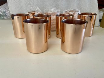 Nine Rose Gold Glass Candle Holders - NEW