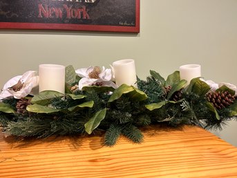 Large Table Arrangement With 3 Battery Operated Candles