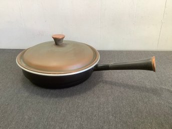 Vintage Enameled Pan With Copper