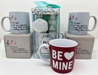 4 New Mugs: Valentines & Mom's Gift Set