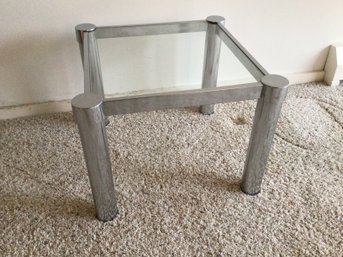 Chrome And Glass Side Table With Round Legs