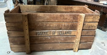 Vintage Wooden Large  Carry Box Fruits Crate Product Of Holland.