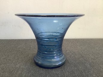 Blue Swirled Glass Vase