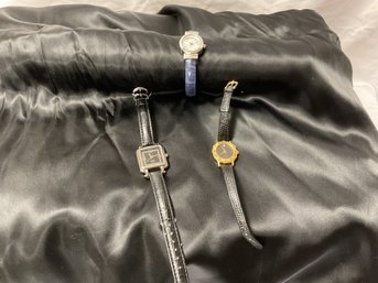 Lot Of 3 Quartz Watches, 1 Has A Leather Strap