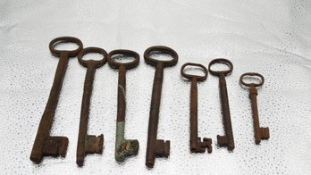 Large Antique Cast Iron Jail House Skeleton Keys