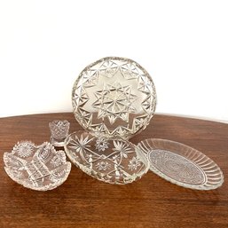 A 5 Piece Selection Of Vintage Pressed And Cut Glass