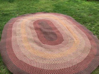 Burgundy Braided Oval Rug