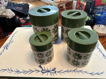 4 Pc. Mid Century Modern Canister Set Green