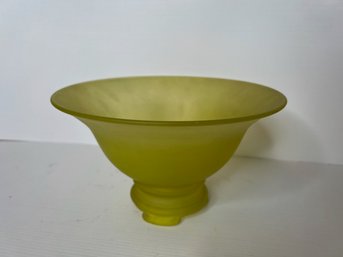 Frosted Yellow Glass Pedestal Bowl And Stand