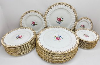 Vintage Derby China, Full Service For 12: Dinner, Salad & Dessert Plates With Appraisal,  Matches Lot 2