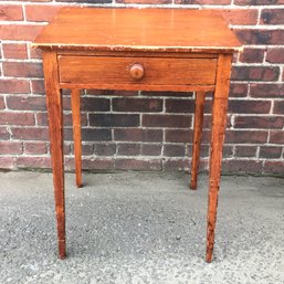 Antique American One Drawer Stand - Solid Pine - Vermont / New Hampshire - 1840s - 1850s - Great Patina !