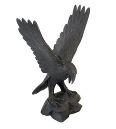 Vintage Black 13' Hand Carved Wood Federal Eagle