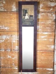 An Antique Mahogany Trumeau Mirror With Original Wallace Nutting Hand-Tinted Photograph