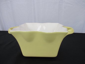 Yellow And White Ceramic Basket By 10 Strawberry St.