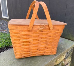 Vintage Maple Wood Longaberger Picnic Basket