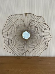 Vintage Golden Flower Sunburst Metal Mirror Wall Hanging