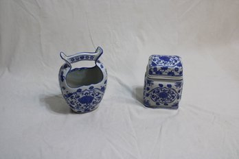 Vintage Oriental Vase And Tea Jar