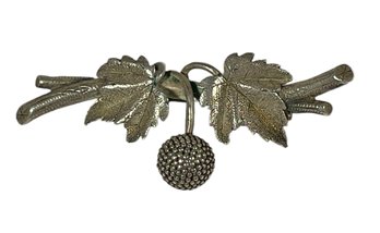 Antique Sterling Silver Brooch Having Fruit