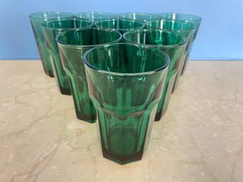 Set Of Vintage Libbey Duratuff Emerald Green Glass Glasses