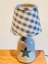 Mini Table Lamp With Star Motif And Plaid Shade