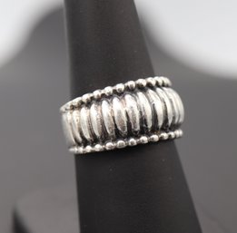 Caviar Bead Accent Sterling Silver Ring