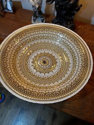 Large Decorative Gold Mosaic Bowl On Stand