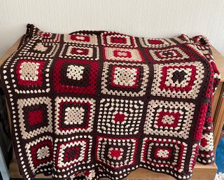 Very Large Vintage Granny Square Large Square Afghan Blanket