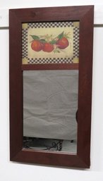 Country Folk Art / Theorem Type Divided Wall Mirror With Apples, Signed & Dated 2001 C. Teri