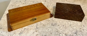 Pair Of Wooden Tabletop Storage Boxes