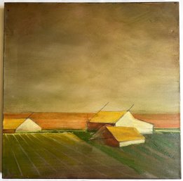 Stephanie Reit Original Oil Painting On Canvas Of Hamptons Barns, Unframed