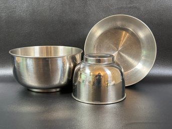 Three Vintage Stainless Steel Mixer Bowls By Sunbeam