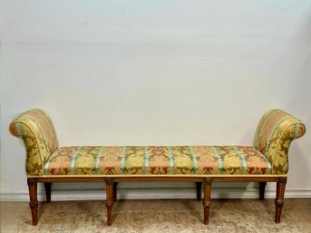 Striped Damask Silk Blend Bench, $3300 Purchase, Custom Made From Two Vintage Coffee Tables