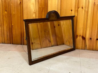 A Vintage/Antique Wall Mirror With Beveled Glass & Floral Marquetry Detailing