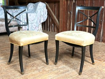 Pair Of Regency Style Upholstered Dining Chairs