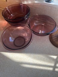 Lot Of 4 Vintage Purple Pyrex Mixing / Serving Bowls