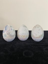 Vintage Lladro Annual Porcelain Eggs - Set Of 3 - 1993, 1994, 1995