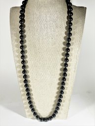 Beautiful Knotted Strand Of Hematite Stone Beads 26' Long