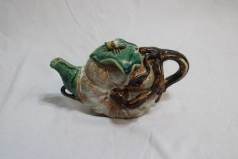 Vintage Majolica Style Pumpkin Teapot