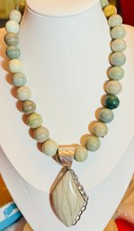 DESIGNER JAY KING STERLING SILVER GREY/BLUE JASPER NECKLACE