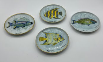 4 Vintage Small Fish Porcelain Plates ~ Kaiser Germany ~
