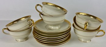 Vintage KPM Gold-rimmed Teacups And Saucers (15)