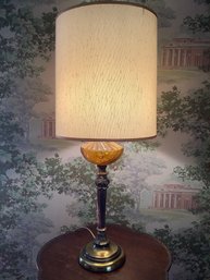 Brown Glass And Metal Table Lamp #4