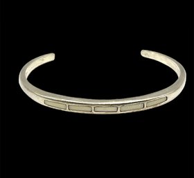 Vintage Sterling Silver Opal Inlay Cuff Bracelet