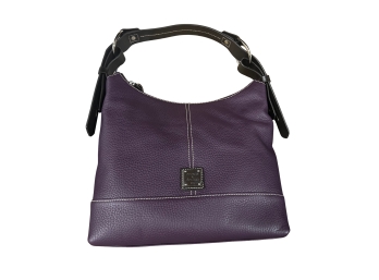 Large Dooney And Bourke Plum Leather Handbag With Adjustable Strap - NWT!