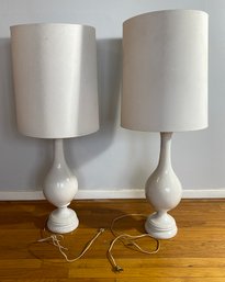 MCM White Ceramic Lamps