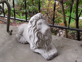 Leo The Lion - Cast Concrete Garden Statue, Wall Topper, Outdoor Stair Decoration