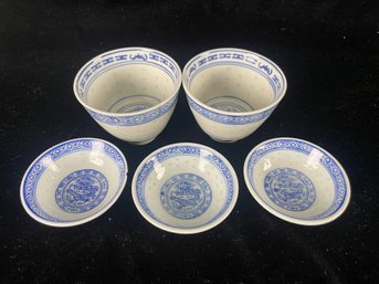 Blue And White Saki Set